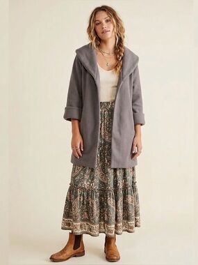 Free People Oversized Soft Pea Coat with 3/4 Sleeves